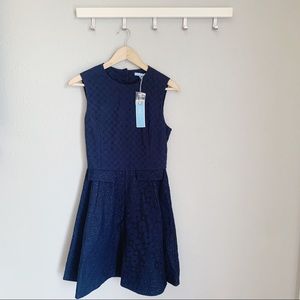 NWT Draper James Navy Blue Eyelet Lace A Line Dress 6